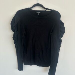 Black Sweater with Ruffle Sleeves
